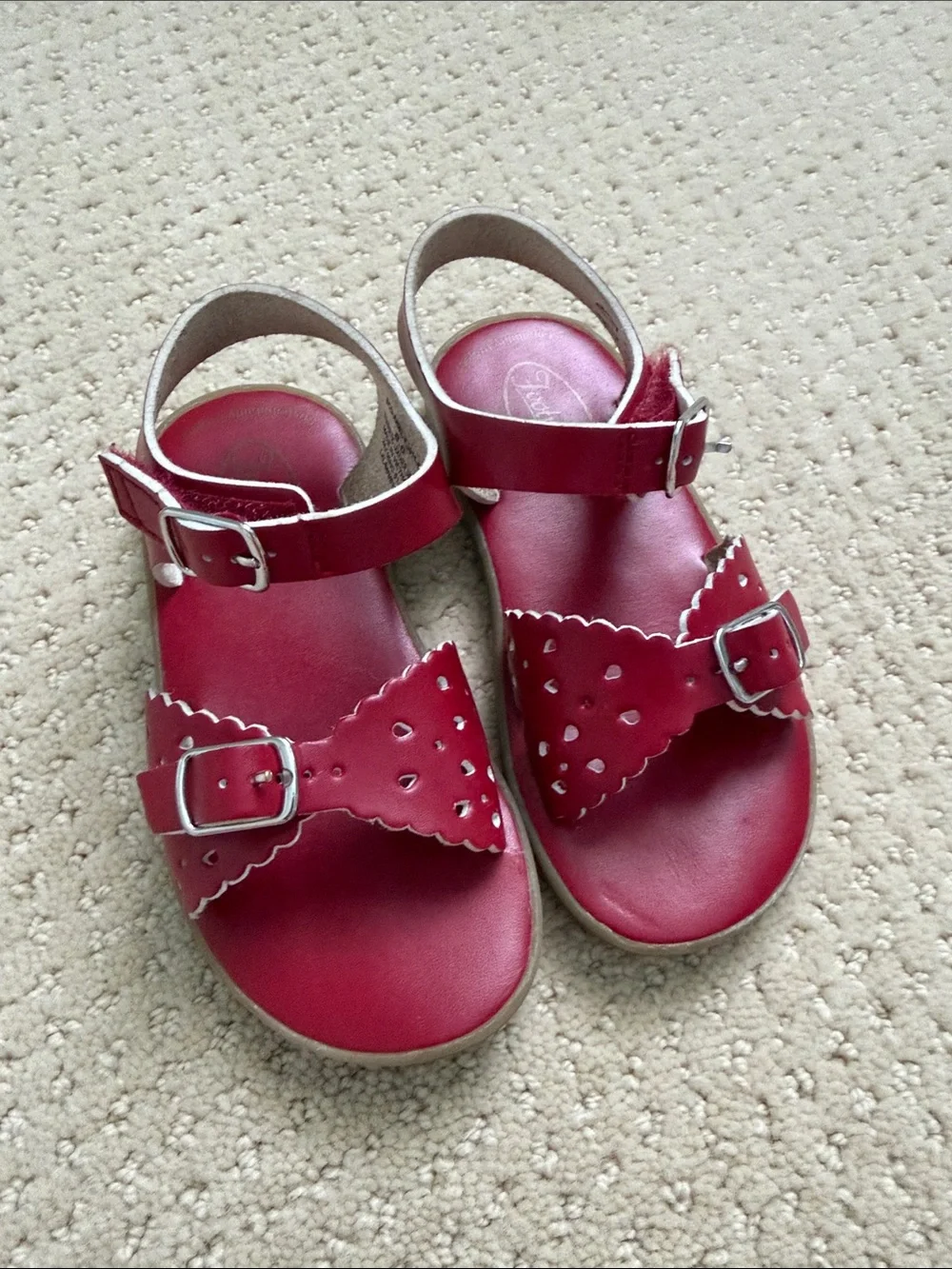 FootMates Ariel Red Scalloped Buckle Sandals for Kids